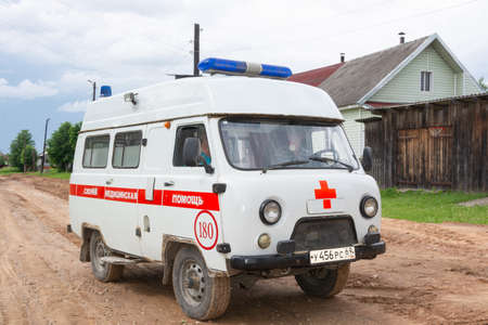 Kuvshinovo. Car UAZ of the PDS ("Loaf"), the AMBULANCE arrived on a call.のeditorial素材