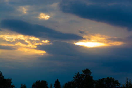 Incredibly beautiful, colorful sunset in the evening sky