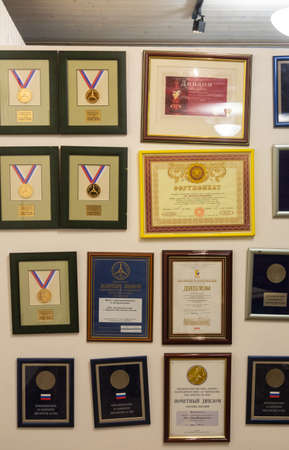 Museum of the history of milk and glazed cheese. Museum exhibits. Russia, Moscow region, Pushkinsky district, the territory of LLC "RostAgroKompleks".のeditorial素材