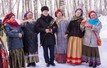 Kyshky Uennar Holiday: Winter fun in Tatar. Tatar holiday in Pushkino, Moscow region. Russia -...