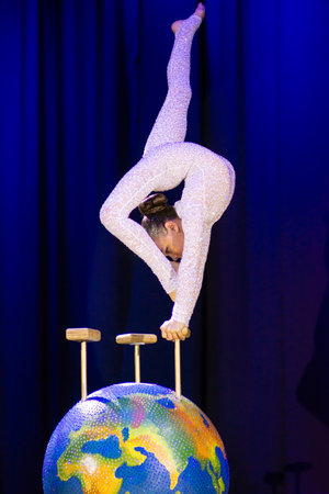 Circus Acrobatics. Beautiful performance on stage.