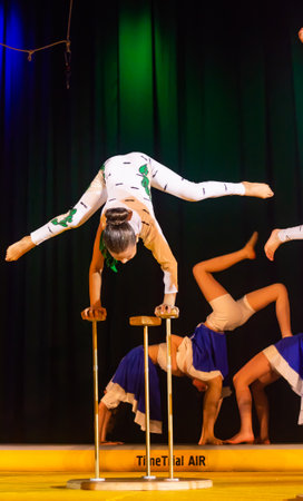 Circus Acrobatics. Beautiful performance on stage.