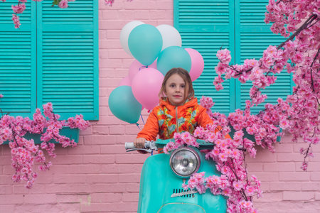 Portrait. A beautiful, elegant girl. The child is a model.の写真素材