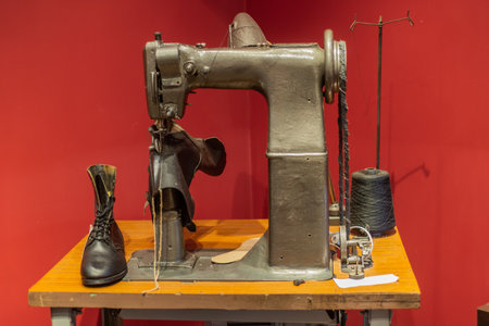 The museum of the Torzhok Shoe Factory. The exhibits of the museum. A sewing machine.