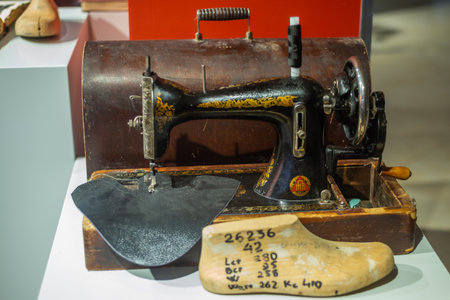 The museum of the Torzhok Shoe Factory. The exhibits of the museum. A sewing machine.