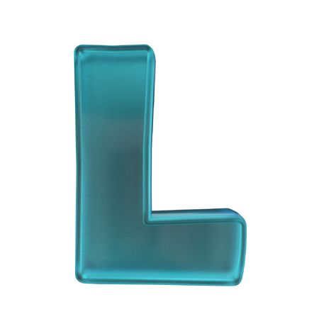 blue frost glass alphabet letter L isolated on white with alphaの写真素材
