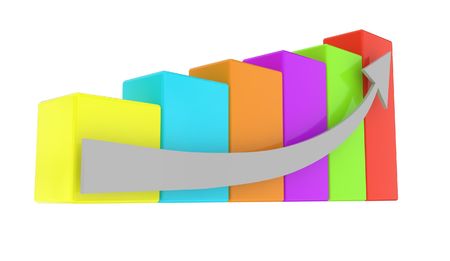 different color graph with arrow on white background