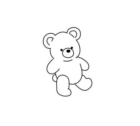 Vector isolated teddy bear toy line drawing. Colorless black and white contour line bear toy graphic icon symbolのイラスト素材