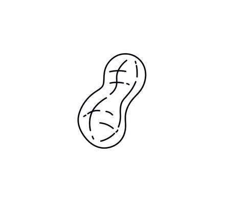 Vector isolated small simple peanut line drawing. Colorless black line peanut in the shell icon, logotype, symbol, pictogramのイラスト素材
