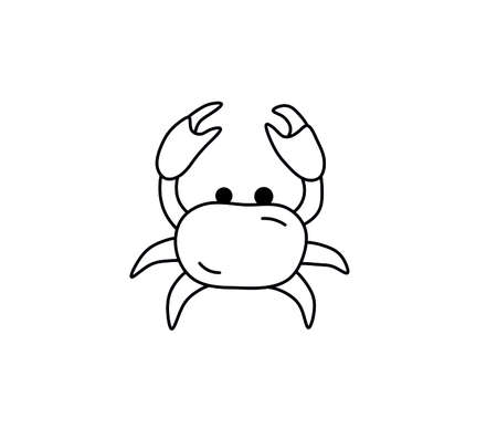 Vector isolated cute cartoon tiny drawn crab. Small simple graphic crab icon, logotype, symolのイラスト素材