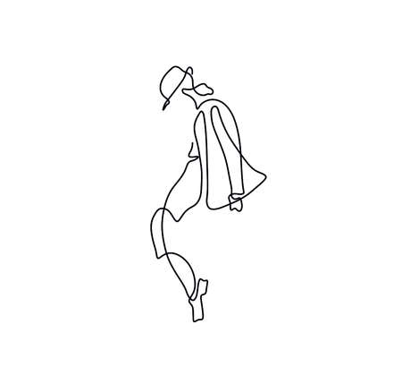 Vector isolated moon dance dancer one line single line drawing. Line art graphic poster element moonwalk man dancer.のイラスト素材