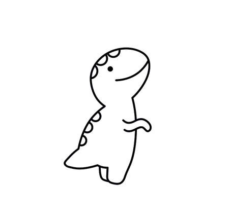 Vector isolated cute cartoon the sweetest dinosaur black line contour drawingのイラスト素材
