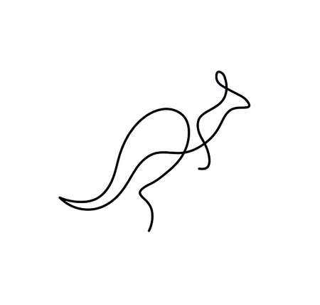 Vector isolated one line kangaroo single line drawing. Kangaroo graphic symbol icon logotype symbolのイラスト素材