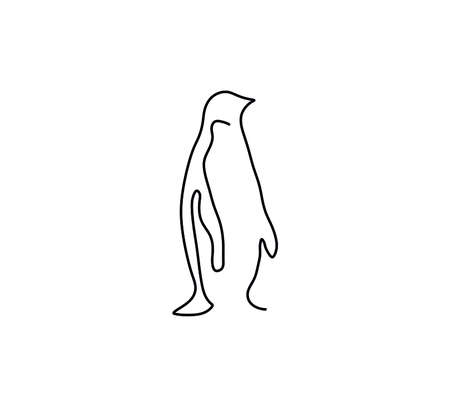 Vector isolated penguin one line single line drawing. Simple minimal black line penguin graphic design element.のイラスト素材