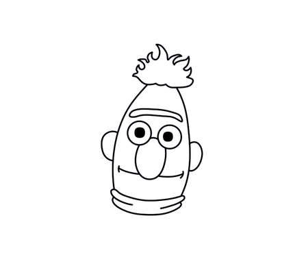 Cartoon boy face contour line drawing. Colorless black and white man cartoon character sesamのイラスト素材