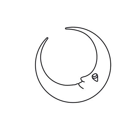 Vector isolated cartoon moon face. line drawing. Fairytale moon outline sketch.のイラスト素材