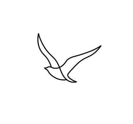 Vector isolated one line single line seagull drawn symbolのイラスト素材