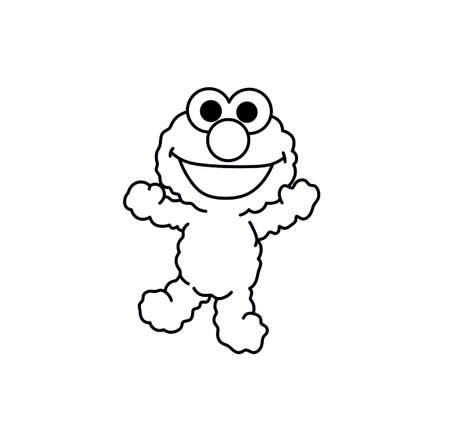 Cartoon toy monster contour line drawing. Colorless black and white toy man cartoon character sesamのイラスト素材