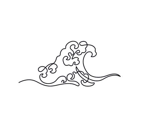 Vector isolated one line wave drawing. Single line wave graphic drawing.のイラスト素材