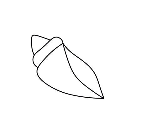 Vector isolated sea shell simple line icon logotype symbol logo. Small tiny minimal shell graphic drawing.のイラスト素材