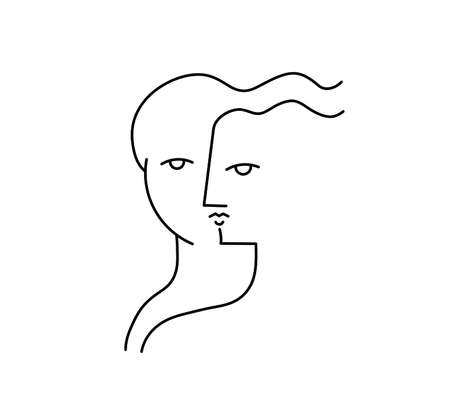 Vector isolated abstract people line drawing. Black line abstract graphic drawing. Line art peopleのイラスト素材
