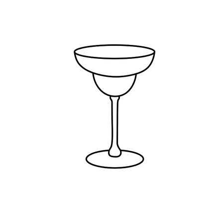 Vector isolated martini glass contour line drawing. Bar dishes minimal graphic icon logotype symbol.のイラスト素材
