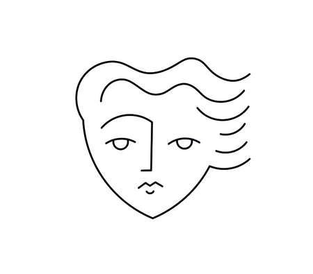 Vector isolated abstract human face line drawn icon logotype symbol.のイラスト素材