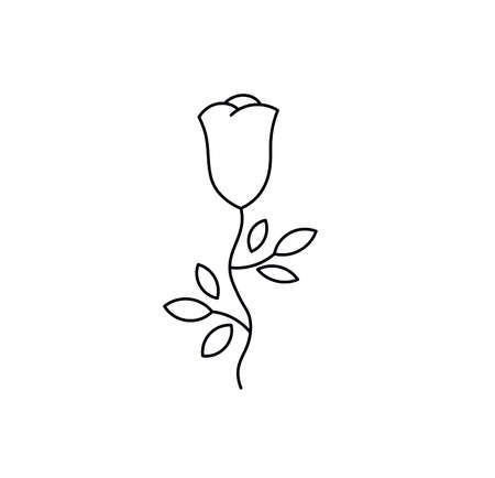 Vector isolated rose simple graphic drawing. Abstract rose icon logotype symbolのイラスト素材