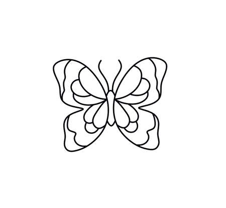 Vector isolated cute beautiful tracery butterfly contour line drawing.のイラスト素材
