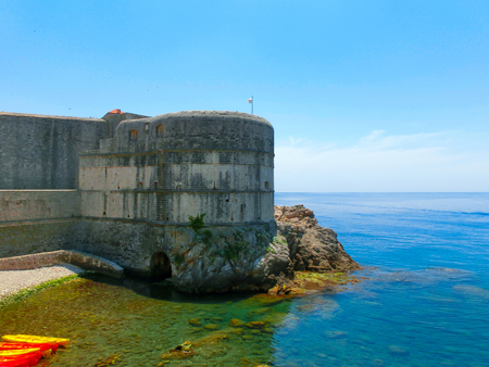 Dubrovnik, Croatia - June 07, 2015: View on the fortress and marina in the old town of Dubrovnik, Croatia. Dubrovnik is a UNESCO World Heritage siteのeditorial素材