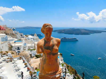 Santorini, Greece - June 10, 2015: Statue of Aphrodite in Santorini, Greeceのeditorial素材