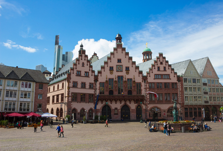 Frankfurt, Germany - June 15, 2016: View of Roemerberg square in Frankfurt, Germany. Frankfurt is the fifth-largest city in Germany.のeditorial素材