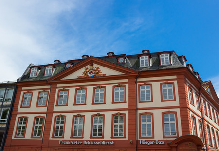 Frankfurt, Germany - June 15, 2016: The typical architecture in Frankfurt am Main old town, Hessen, Germanyのeditorial素材