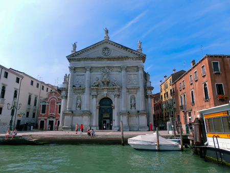 Venice, Italy - May 10, 2014: Church of St. Eustachio or San Stae at grand canal Venice, Italyのeditorial素材