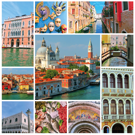 Collage of images of Venice, Italy, Europeの写真素材