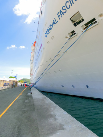 San Juan, Puerto Rico - May 09, 2016: The Carnival Cruise Ship Fascination, at dock. She is one of 8 sister ships and received a million dollar refurbishment in 2006のeditorial素材
