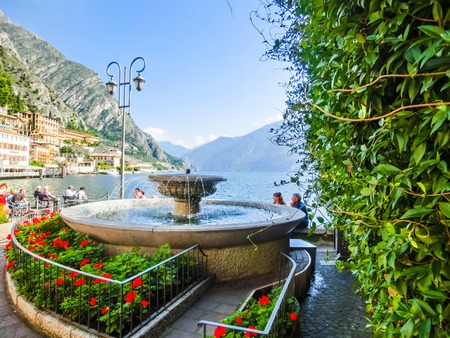 Limone sul Garda, Italy - September 21, 2014: The famous Village of Limone sul Garda on Lake Garda, Italyのeditorial素材