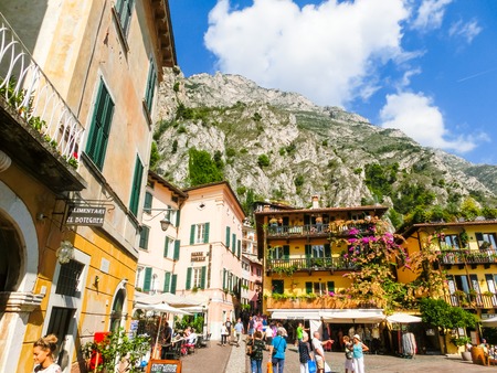 Limone sul Garda, Italy - September 21, 2014: The famous Village of Limone sul Garda on Lake Garda, Italyのeditorial素材