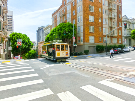San Francisco, California, United States of America - May 04, 2016: Famous Cable Car in San Francisco, California.のeditorial素材