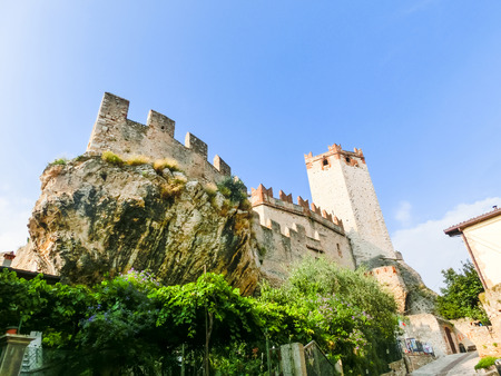 Malcesine, Italy - September 21, 2014: Medieval Scaligero Castle in Malcesine in Italy, lake Gardaのeditorial素材