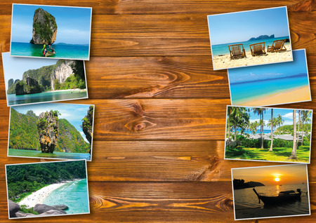 Thai travel, tourism concept - collage of Thailand imagesの写真素材
