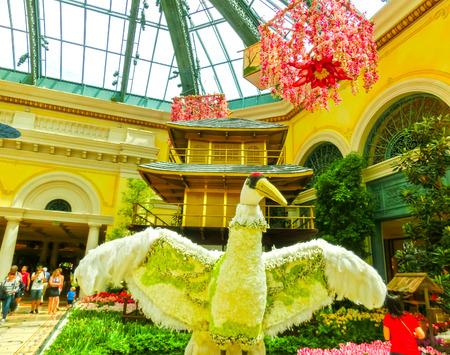 Las Vegas, United States of America - May 05, 2016: The people walking at Japanese flowering garden at luxury hotel Bellagio at Las Vegas, United States of Americaのeditorial素材
