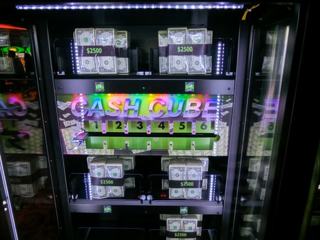 Las Vegas, United States of America - May 11, 2016: Slot machines in the Fremont Casino at Las Vegas, United States of America at May 11, 2016のeditorial素材