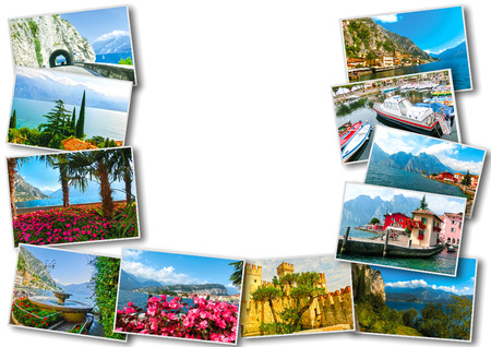 The collage from views of Lake Garda at Italyの写真素材