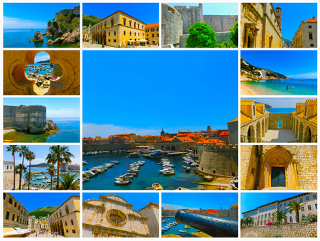 Dubrovnik, Croatia - Collage from views of the fortress and marina in the old town of Dubrovnik, Croatia. Dubrovnik is a UNESCO World Heritage siteのeditorial素材