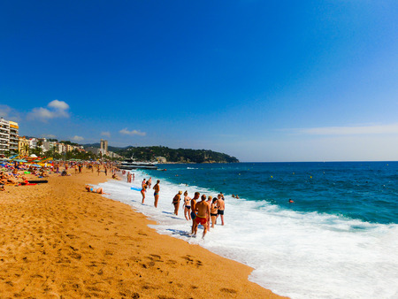 Lloret de mar, Spain - September 13, 2015: The beach at seafrontのeditorial素材