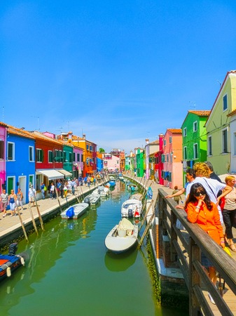 Burano, Venice, Italy - May 10, 2014: Colorful old houses on the Islandのeditorial素材