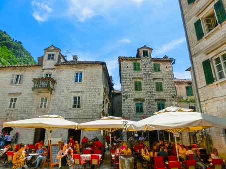 Kotor, Montenegro - May 07, 2014: St. Lukes square at Kotorのeditorial素材