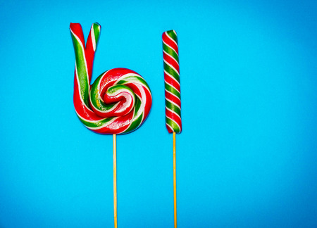 Colorful candies over blueの写真素材