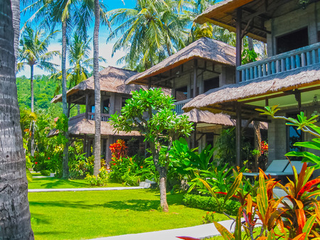 Bali, Indonesia - April 13, 2012: View of villa at Coral Villasのeditorial素材